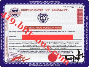 LEGALITY CERTIFICATE 